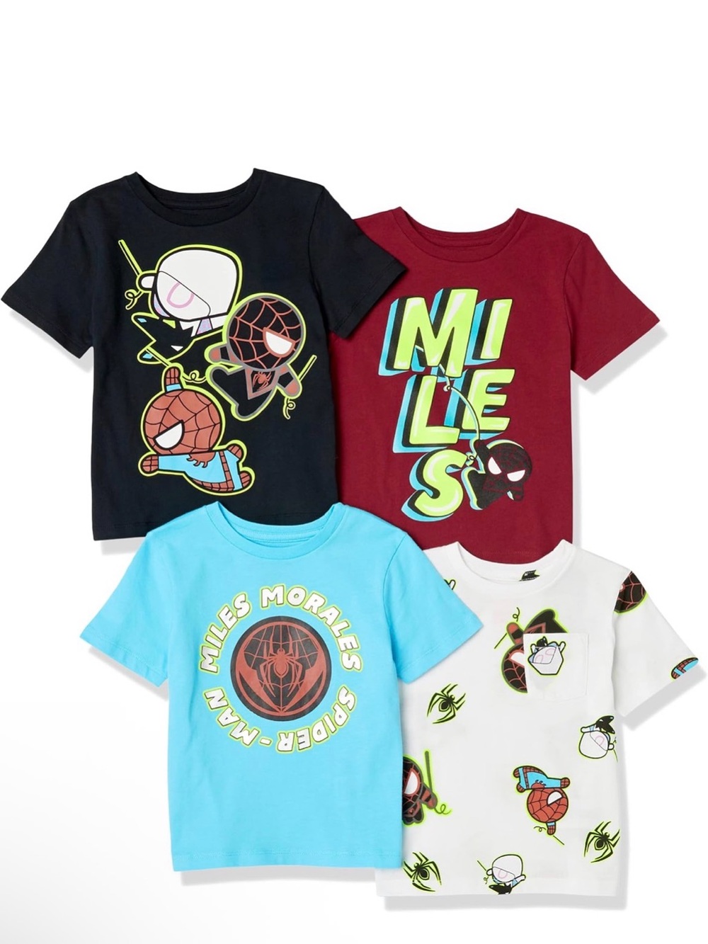 Marvel Miles Morales Spider-Man Boys Graphic T-Shirt 4-Pack Size L